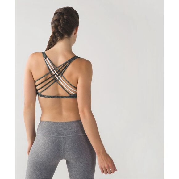 Lululemon free to be wild leaf printed green sports bra Unpadded strappy crisscr - Picture 5 of 11